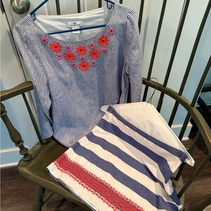 Vineyard Vines Striped Top with Vibrant Floral Accents